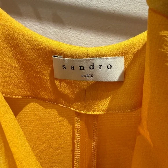 Sandro Yellow Slip Rouched Dress - Picture 4 of 6